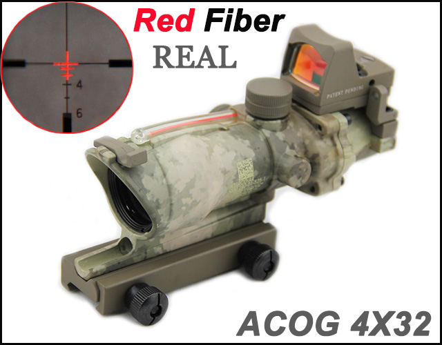 ACOG 4X32 Real Fiber Source Red Illuminated W RMR sight